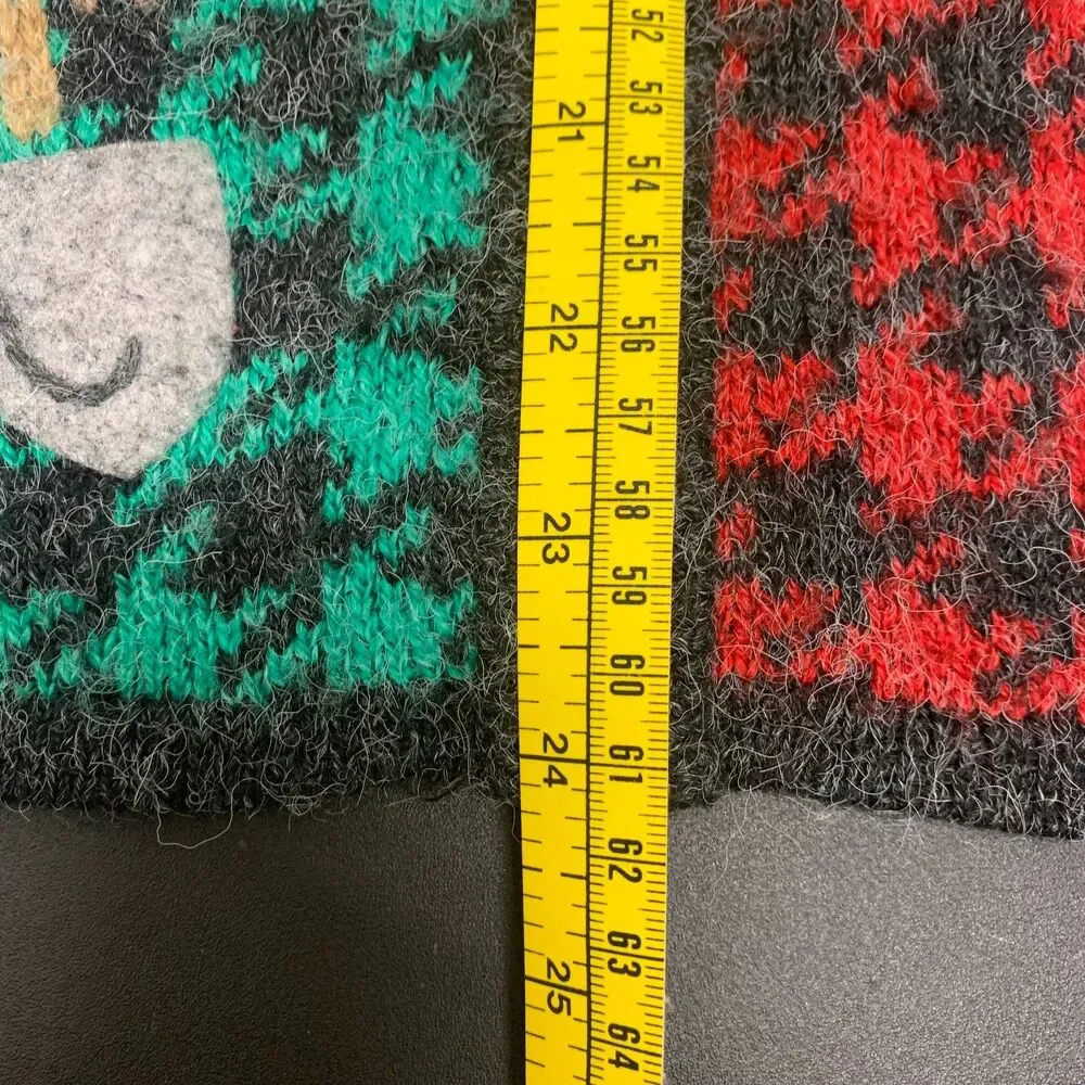 Northern Isles Wool Blend Zip Front Vest Christmas Snowman Hounstooth‎ Design Lg
